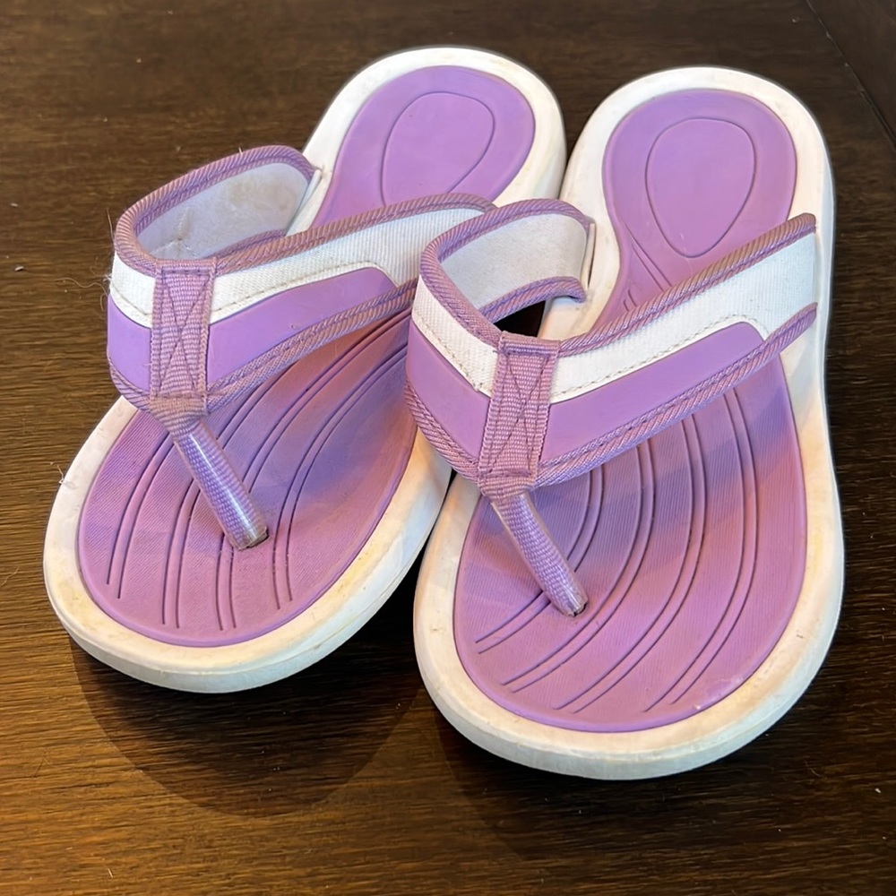 Purple flip flops
